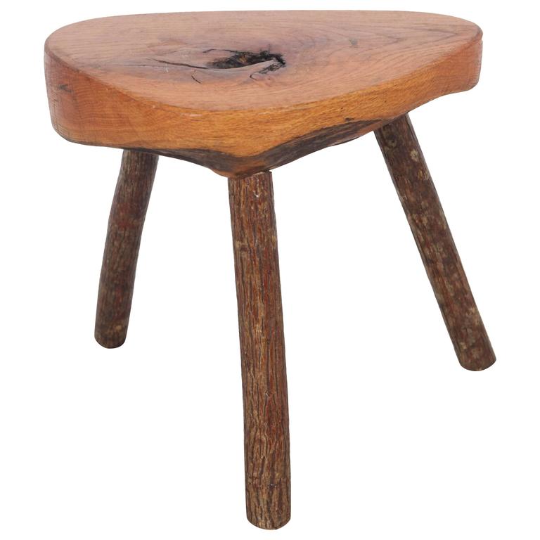 Small Round Organic "Live Edge" Stool at 1stDibs