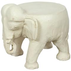 Hand-Carved Elephant Wooden Stool