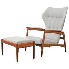 Danish Modern Lounge Chair and Ottoman by Ib Kofod-Larsen for Carlo Gahrn