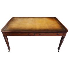 Antique English Mahogany Leather Top Writing Desk.  Circa 1820