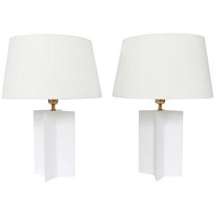 Pair of Geometric Plaster Lamp Bases