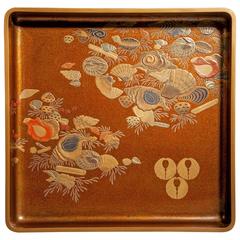 Antique Japanese Stacking Nashiji Lacquer Trays