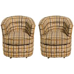 Pair of Swivel Lounge Chairs in the Milo Baughman Style