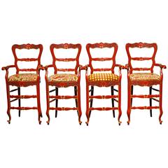 Antique Carved French Country Bar Stools