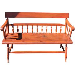 Late 19th Century Original Red Painted Bench Settee 11