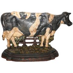 Early 20th Century Original Painted Iron Cow Doorstop