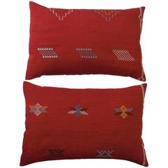 Pair of Silk Rug Fragment Pillows