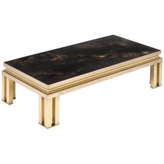 French Modernist Polished Brass Coffee Table