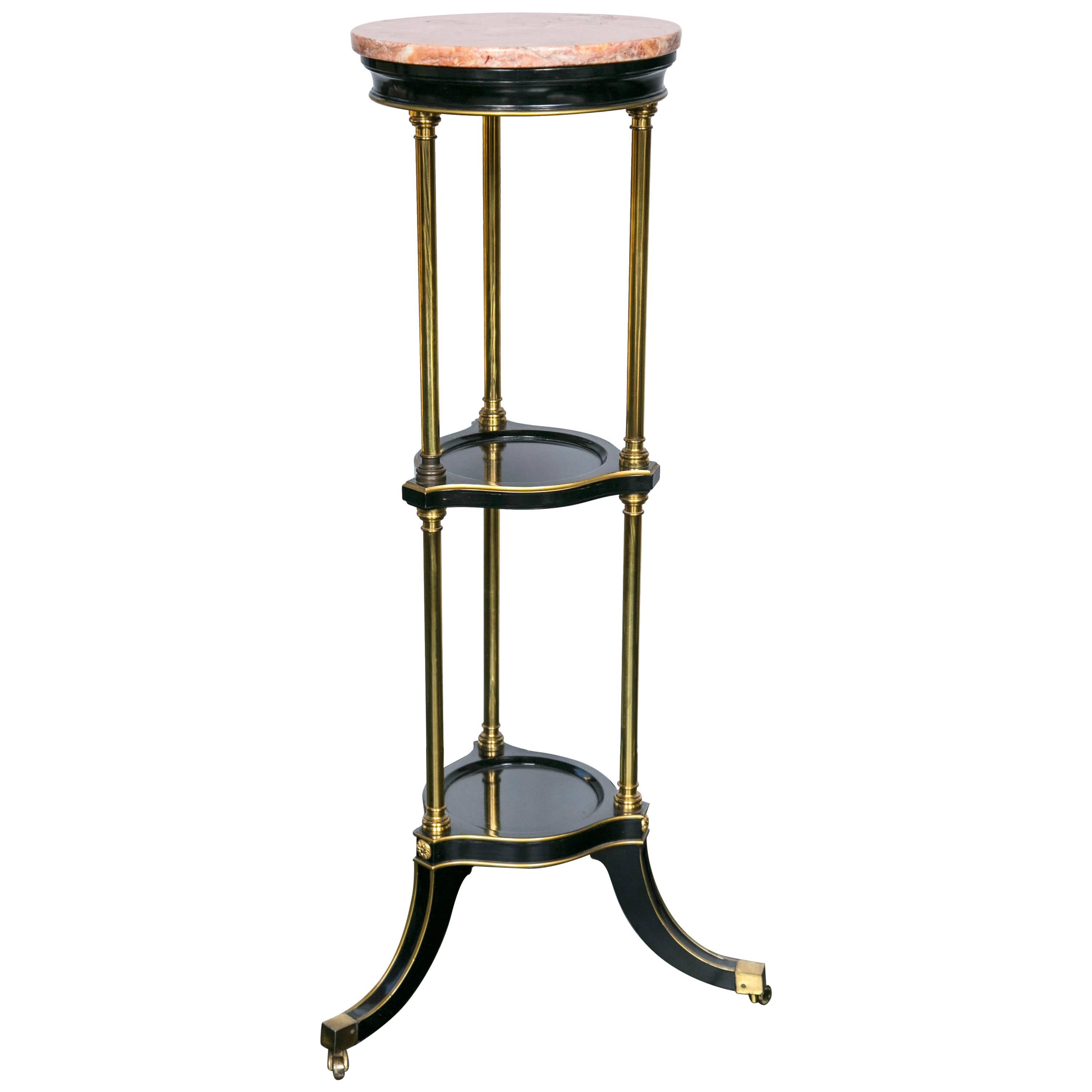 Black Lacquer and Marble Stand