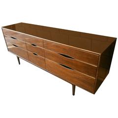 1950's Mahogany Dresser with Brass Plated Detailing