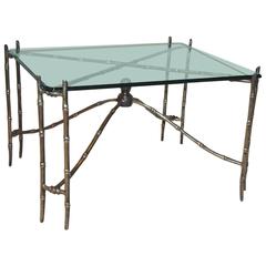 Faux Brass Bamboo Cocktail Coffee Table