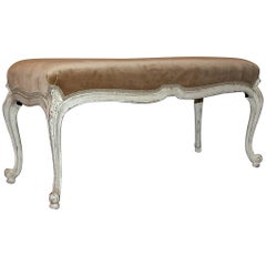 Large White Painted Louis XV Style Bench