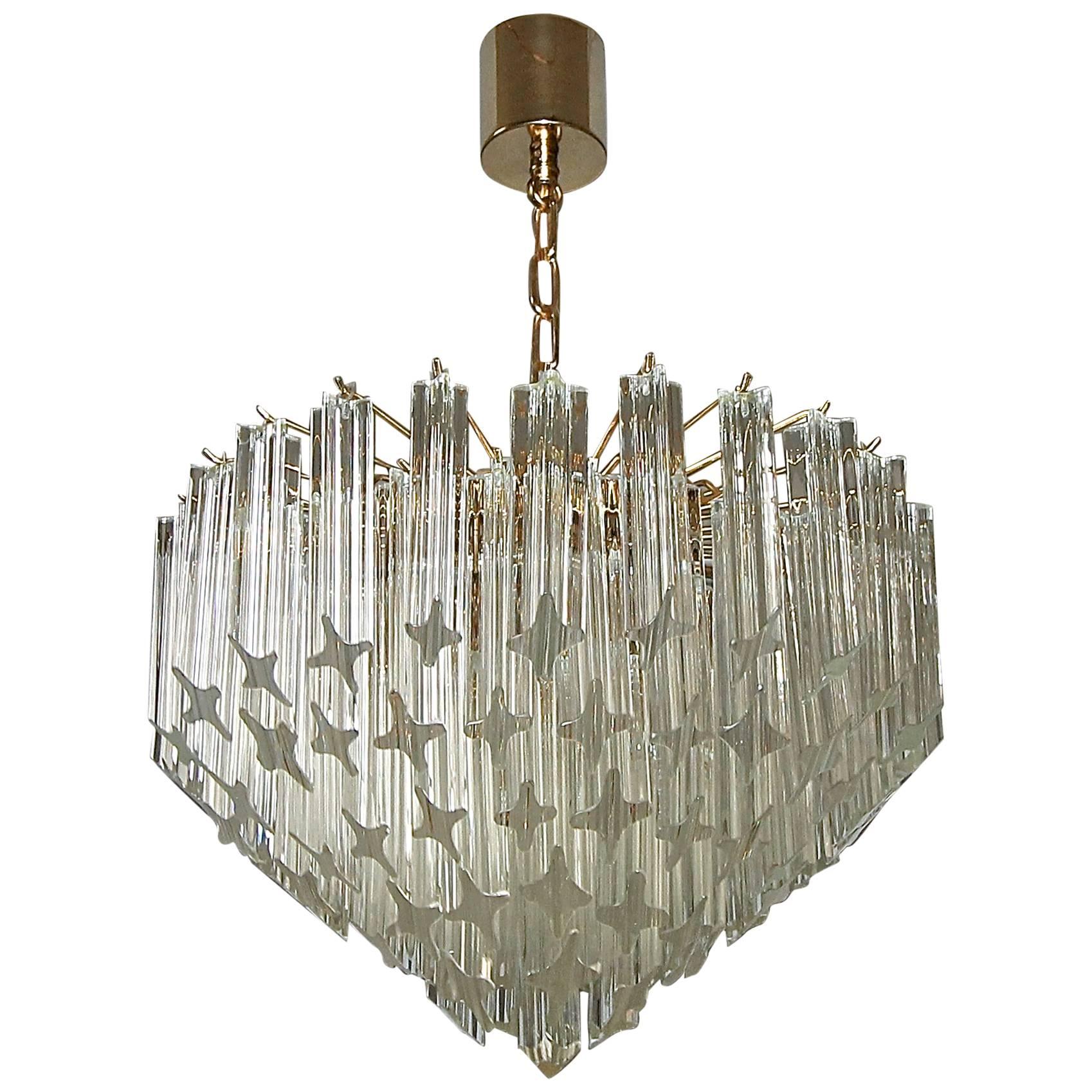 Venini Italian Quatro Punta Crystal Prism Chandelier