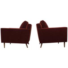 Pair of Brass Legged Lounge Chairs by Edward Wormley for Dunbar