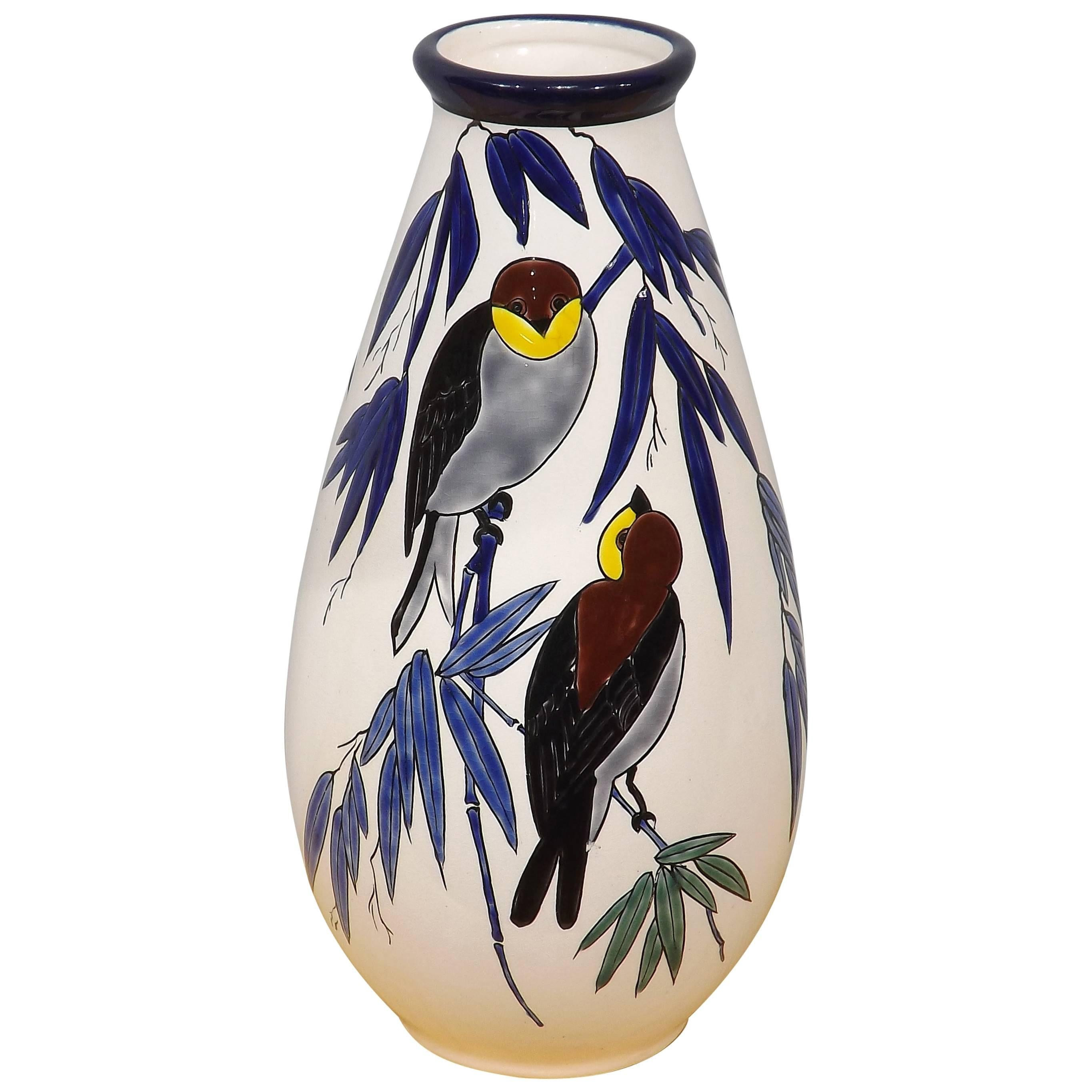 Boch Freres Swallow Vase by Charles Catteau