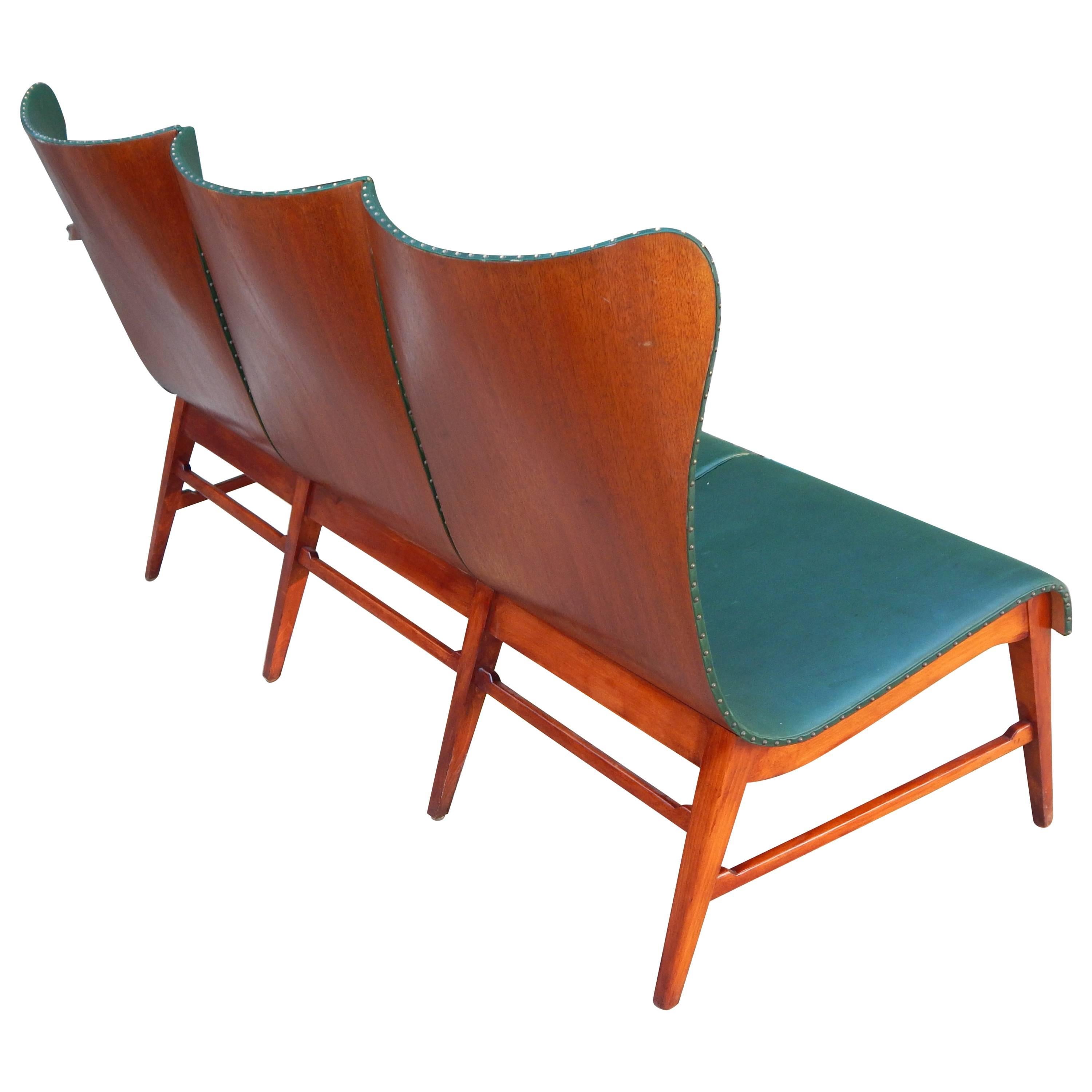 Swedish Mid-Century Modern Paneled Wingback Sofa by Axel Larsson, circa 1950 For Sale