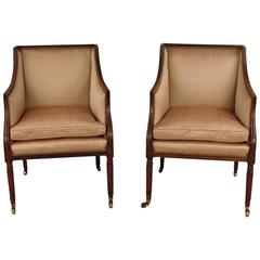 Pair of Regency Style Upholstered Arm Chairs