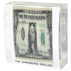 Vintage Shrinking Dollar Lucite Pop Sculpture/Paperweight