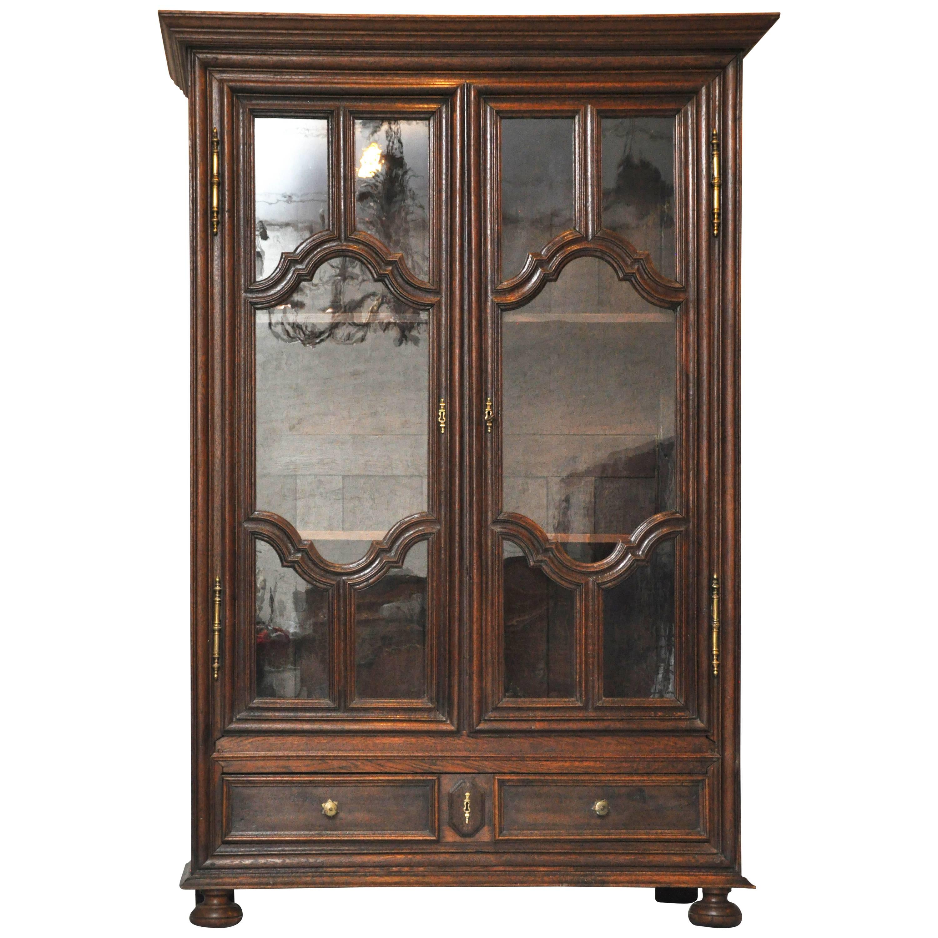 18th Century Country Oak Bookcase or Vitrine, Burgundy France, 1780 For Sale