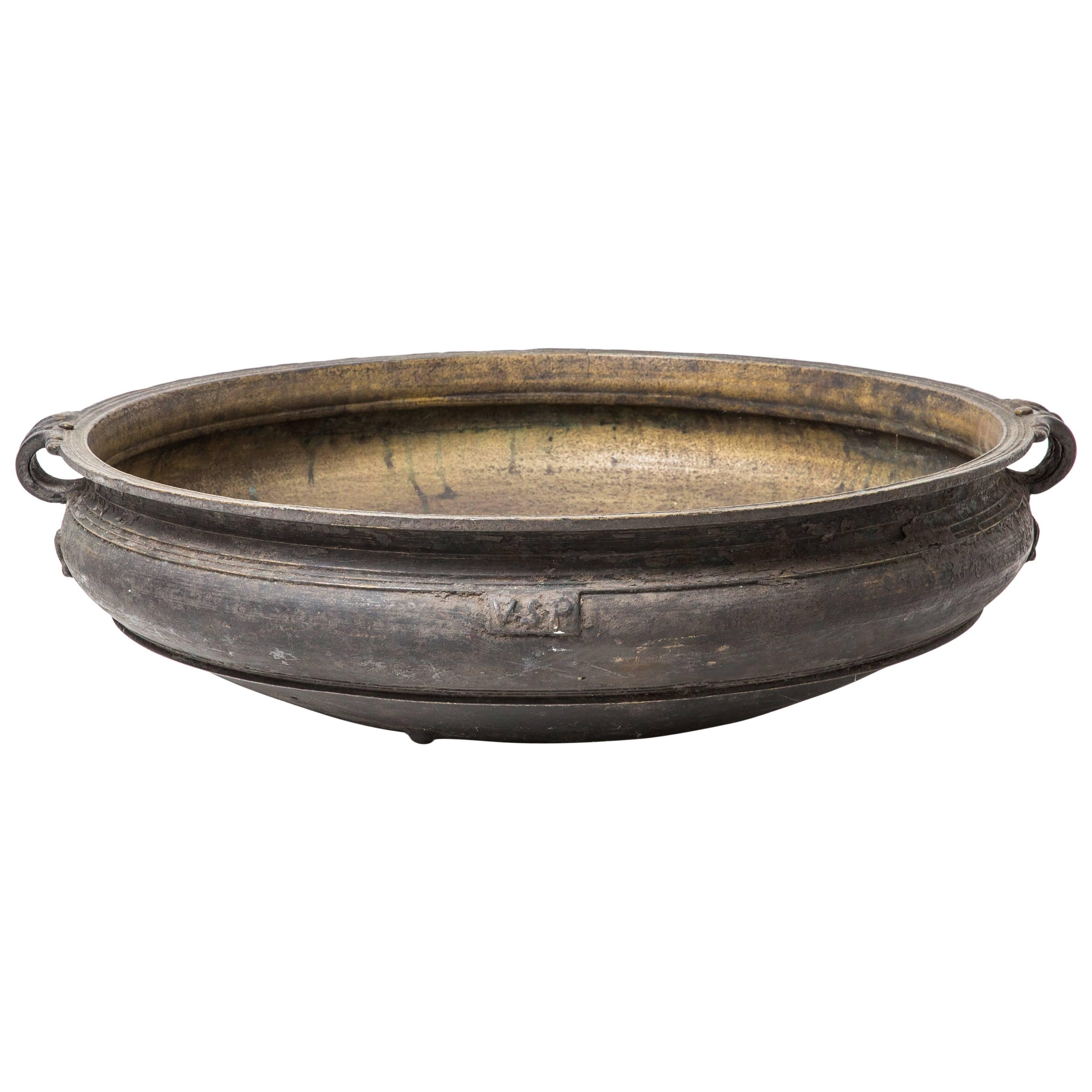 Solid Brass Indian Urli or Temple Bowl For Sale