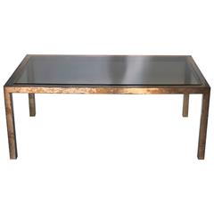 Acid Washed Brass Parsons Dining Table