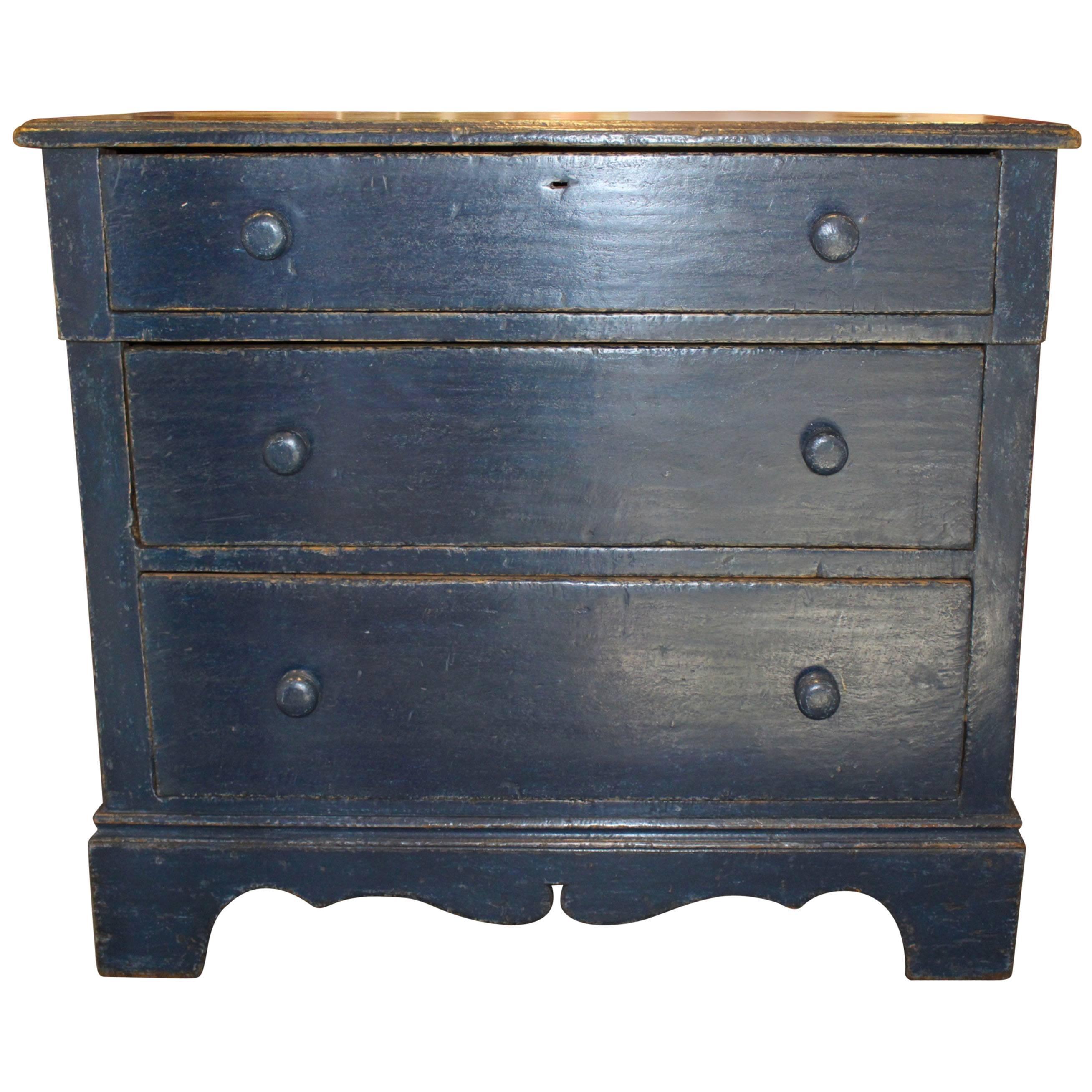 Blue Three-Drawer Dresser For Sale