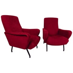 Pair Marco Zanuso Style Lounge Chairs