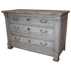 19th Century Painted French Commode with Faux Marble Top