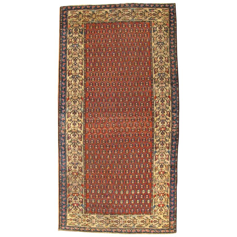 Antique Persian Malayer Oriental Rug with Paisley Motifs For Sale at