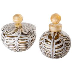 Perfume Bottle and Covered Bowl by Barovier & Toso