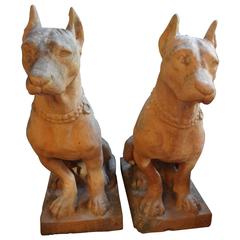 Pair of Antique Italian Terra Cotta Dog Statues 3