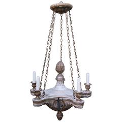 Five-Light Wood Painted and Parcel Gilt Chandelier Vintage Five-Light Wood Painted and Parcel Gilt Chandelier