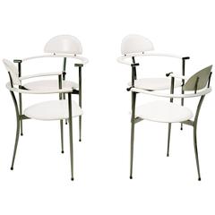 Set of Four White Leather Arrben Stiletto Chairs 12