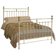 Antique Victorian Cast Iron and Brass Bed, MK59