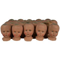 Lot of 24 Antique Paper Mâché Doll Heads