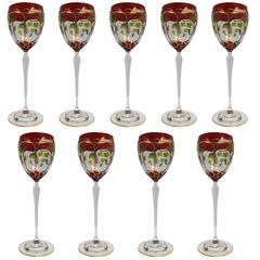 Sale "New Years" Nine Gorgeous Austrian Enameled and Gilt Glasses 1900