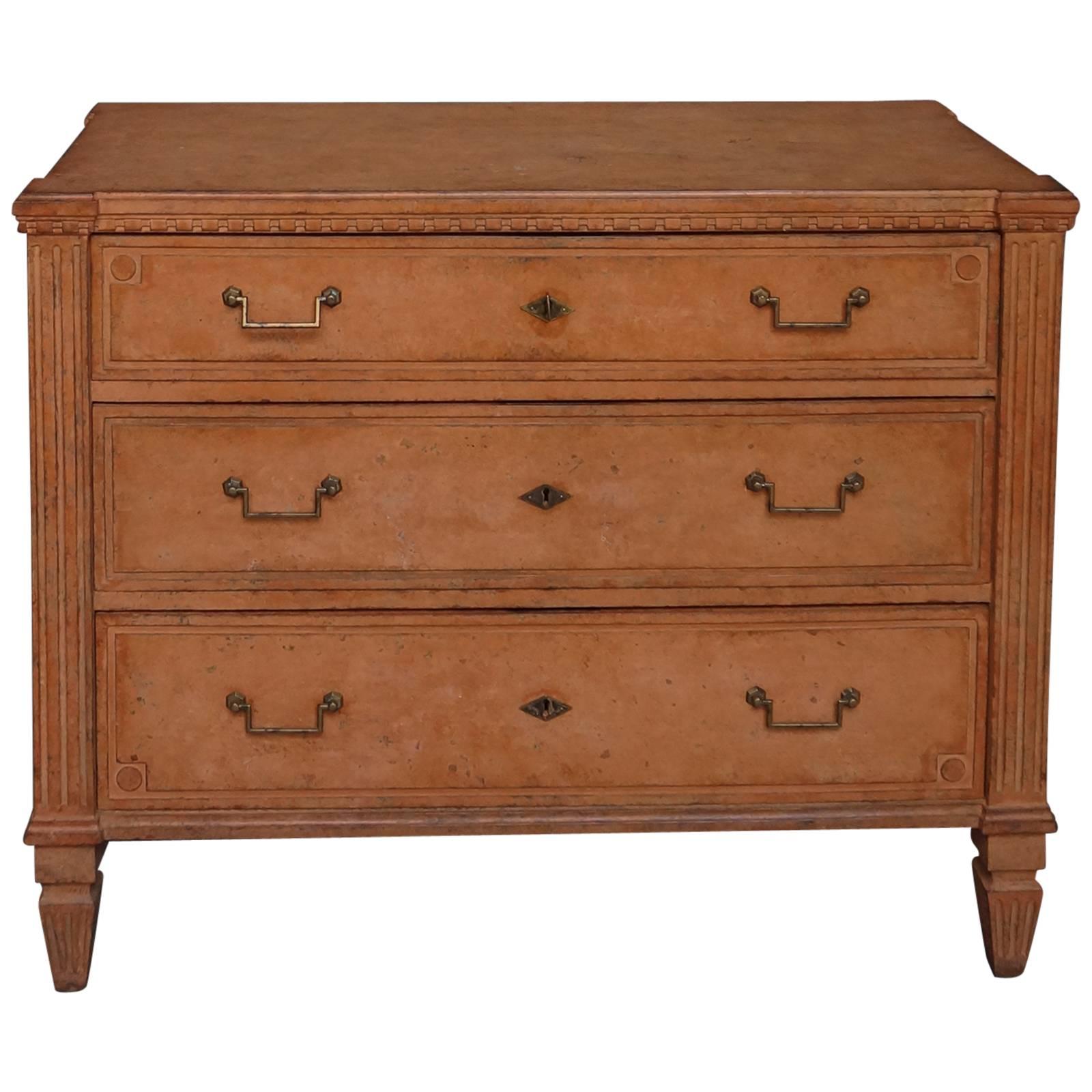 Neoclassical Commode in Salmon Paint