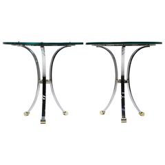 Maison Jansen chrome and brass side tables, French 1960s.