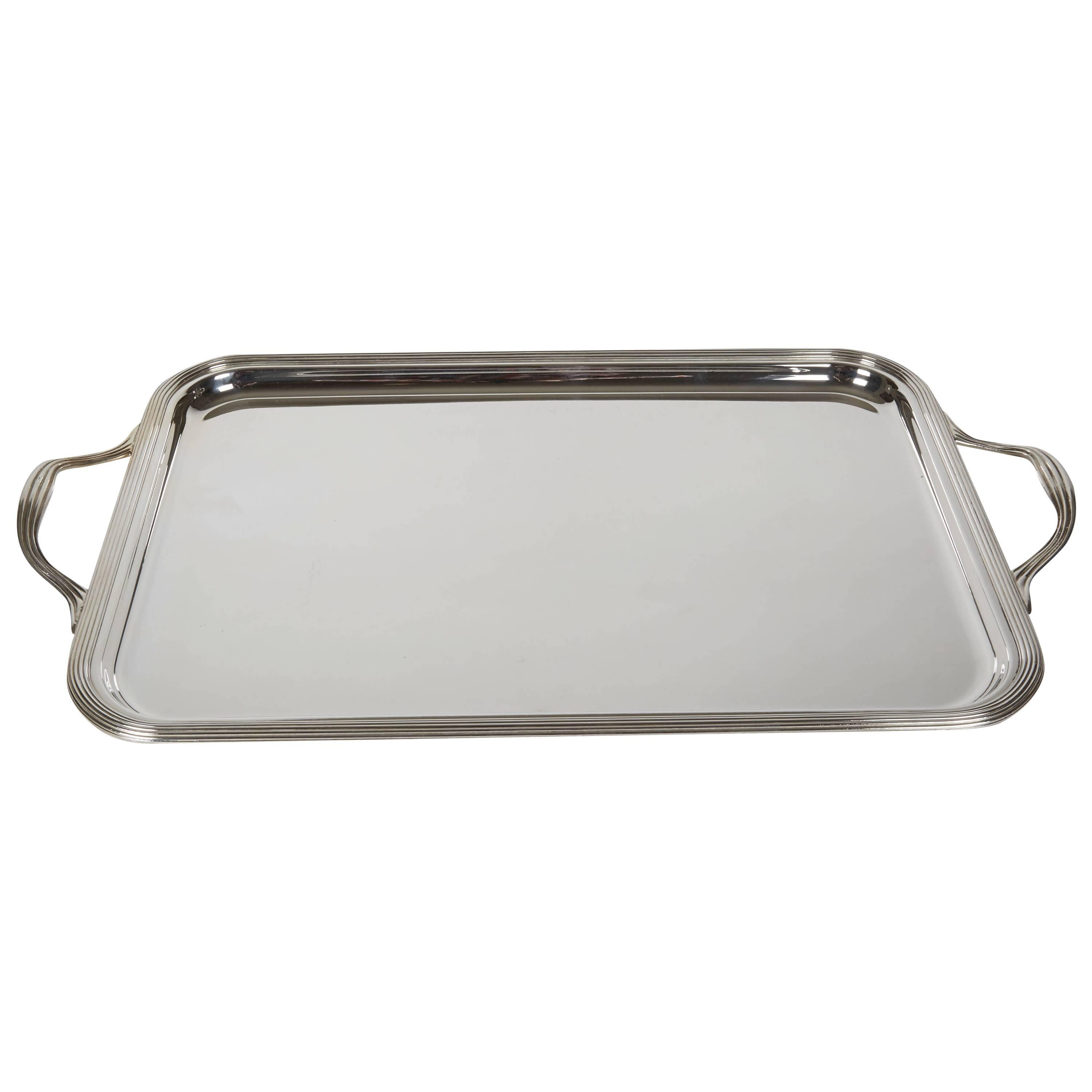 Vintage Hotel Silver Tray with Handles