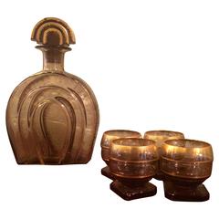 Art Deco Smoked Glass Decanter Set 10