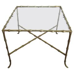 French Midcentury Brass and Glass Side or End Table by Maison Baguès, France 3