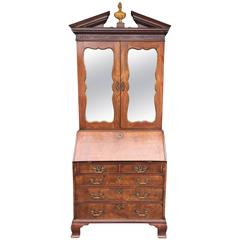 English Walnut Blind Door Secretary with Fitted Upper Case, circa 1780