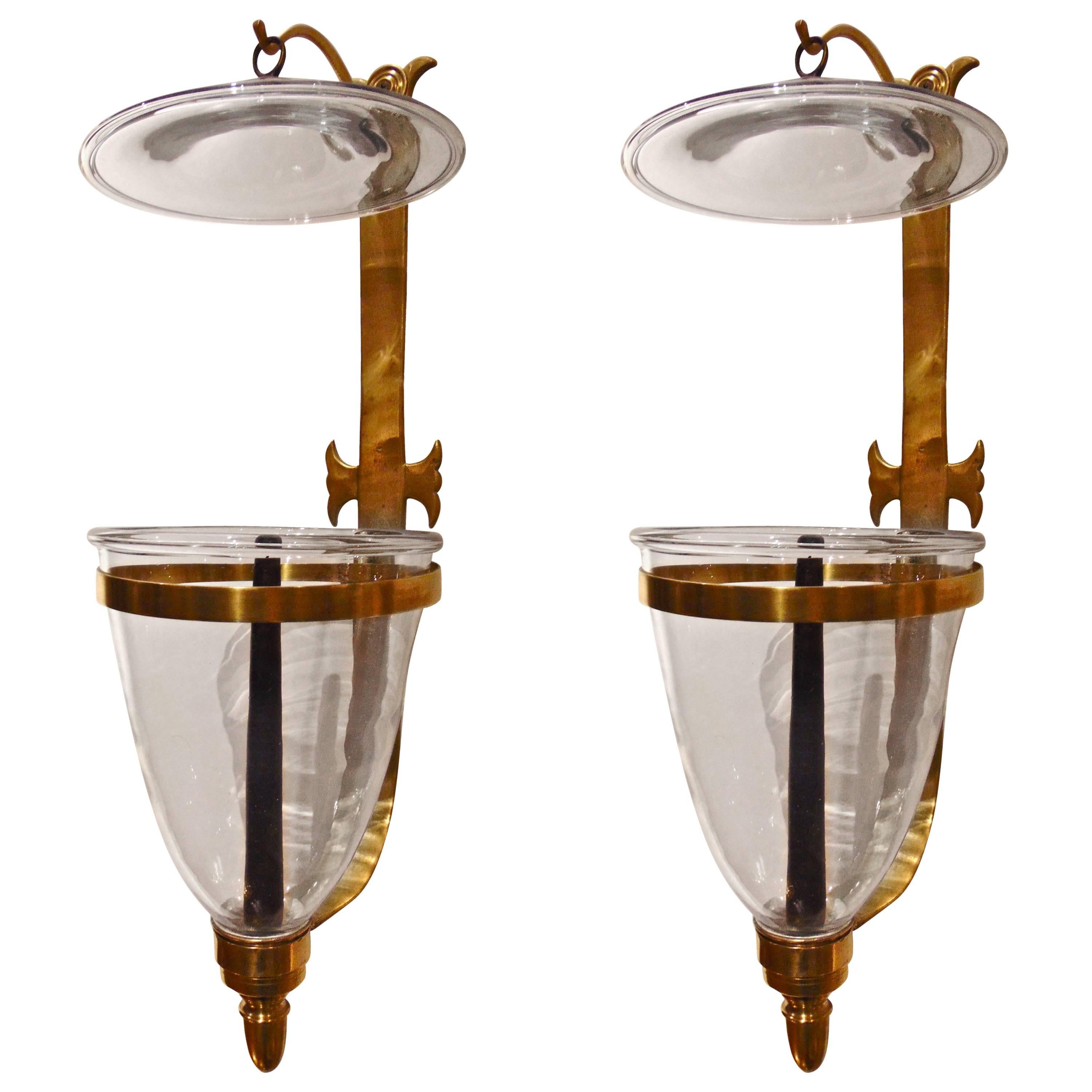 Pair of Georgian Style Handblown Bell Jar Sconces