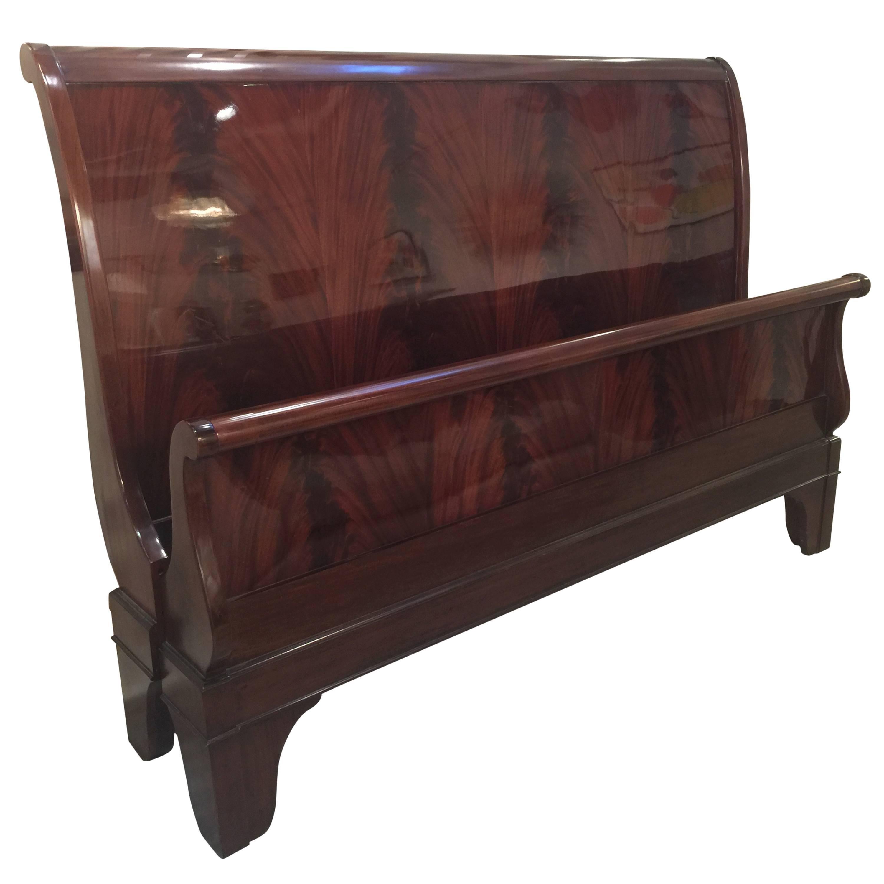 King Size Flame Mahogany Sleigh Bed