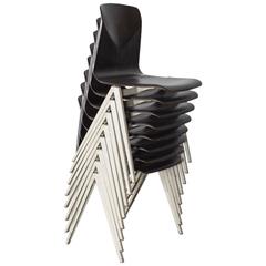 Set of 12 Prouve Style Industrial Stacking School Chairs