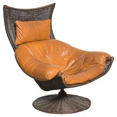 Gerard Van Den Berg Leather and Rattan Lounge Chair for Montis 11