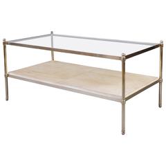 Brass and Parchment Coffee Table