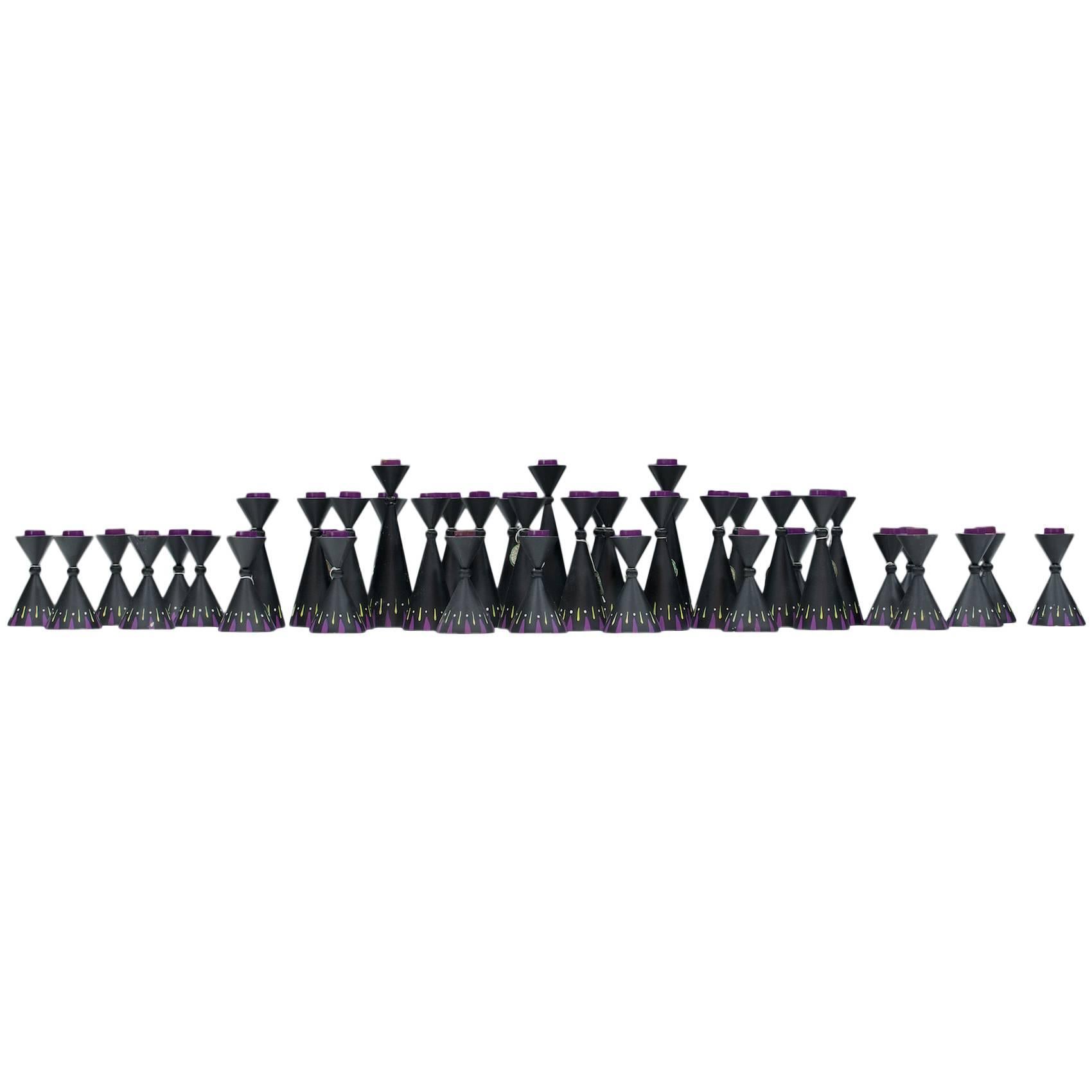 Collection of 1950s Ahrnebergs Swedish Folk Art Painted Candlesticks