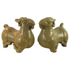 Antique Large Pair of Chinese Archaic Rams