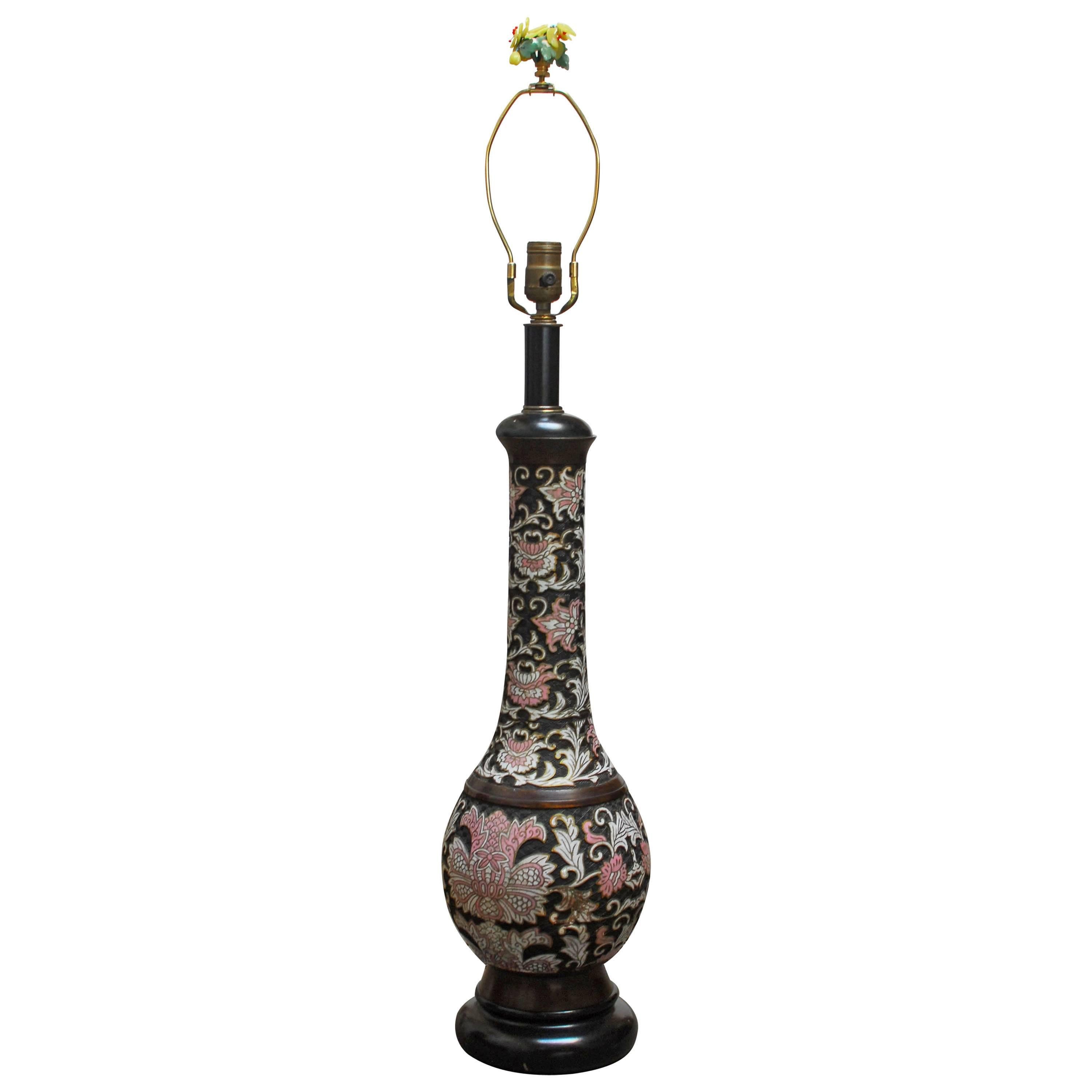 Midcentury Cloisonné Lamp by Wilshire House For Sale